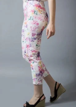 ROBELL TROUSERS ROSE 09 SLIM FIT MULTICOLOUR PRINT 68CM