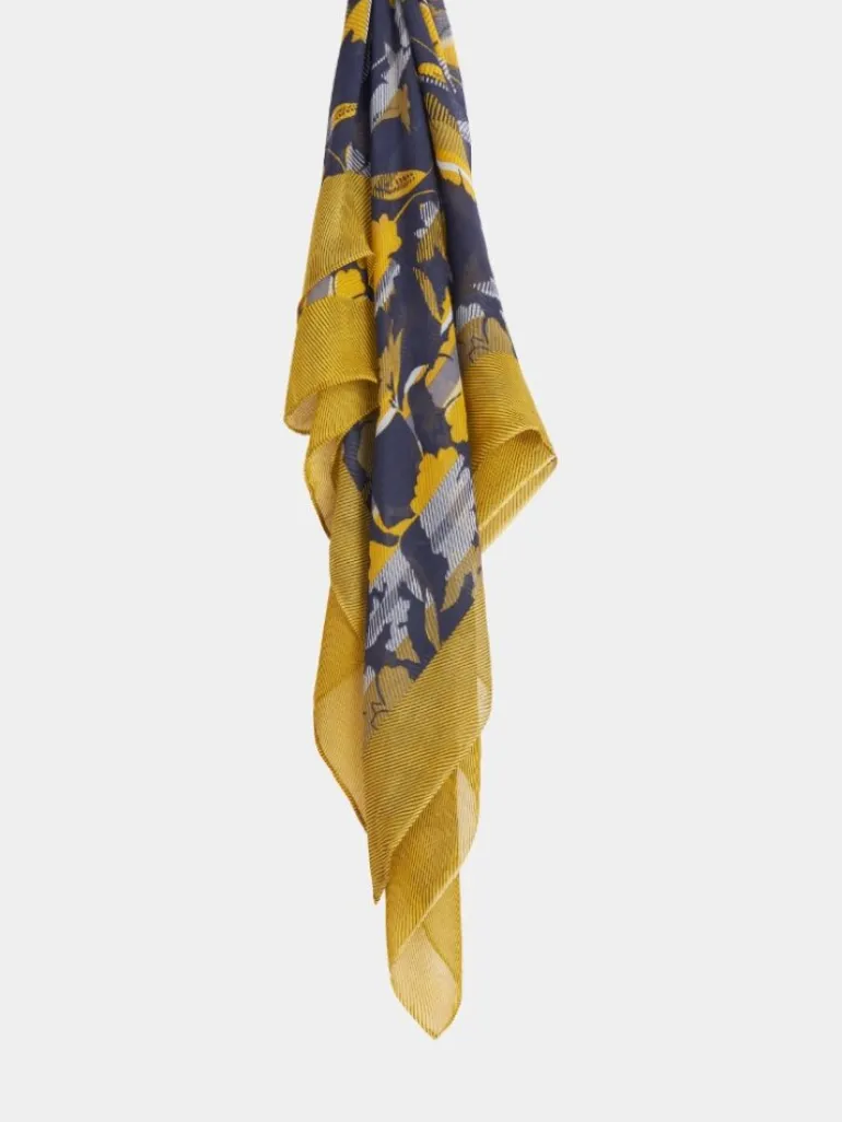 Sandwich Clothing Scarf Floral Navy & Yellow