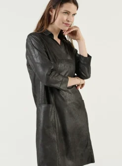 Sandwich Coated Dress Almost Black