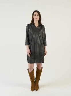 Sandwich Coated Dress Almost Black