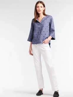 SANDWICH LINEN SPOT BLOUSE - 3 COLOURS