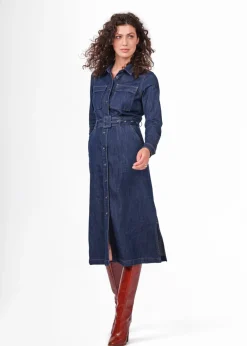 SANDWICH LONG DENIM DRESS BLUE