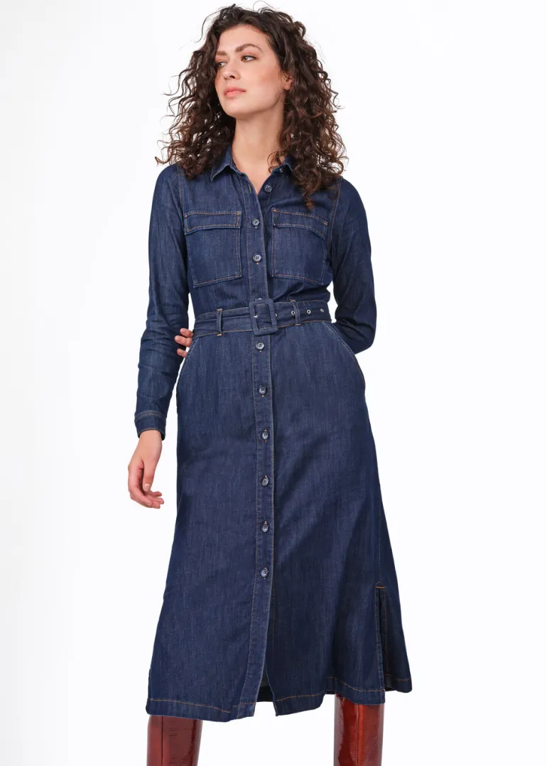 SANDWICH LONG DENIM DRESS BLUE