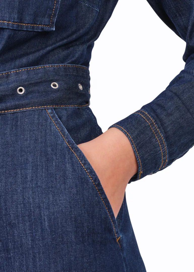 SANDWICH LONG DENIM DRESS BLUE