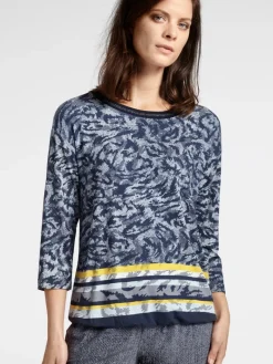 Sandwich Long Sleeve Printed Top Navy