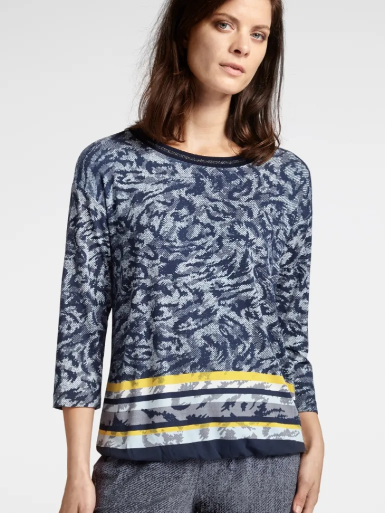 Sandwich Long Sleeve Printed Top Navy