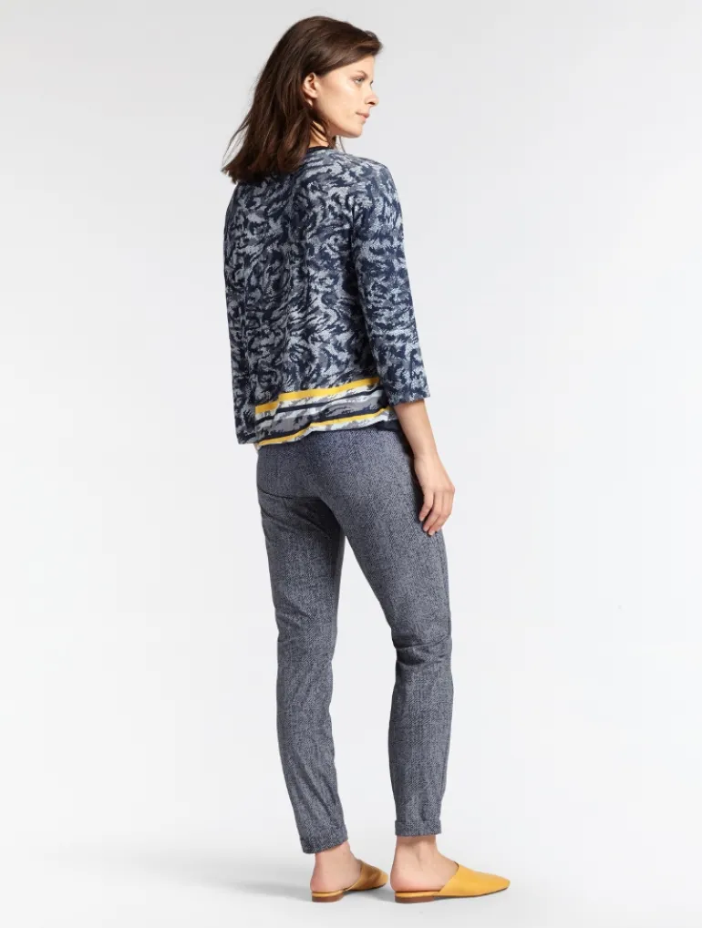 Sandwich Long Sleeve Printed Top Navy