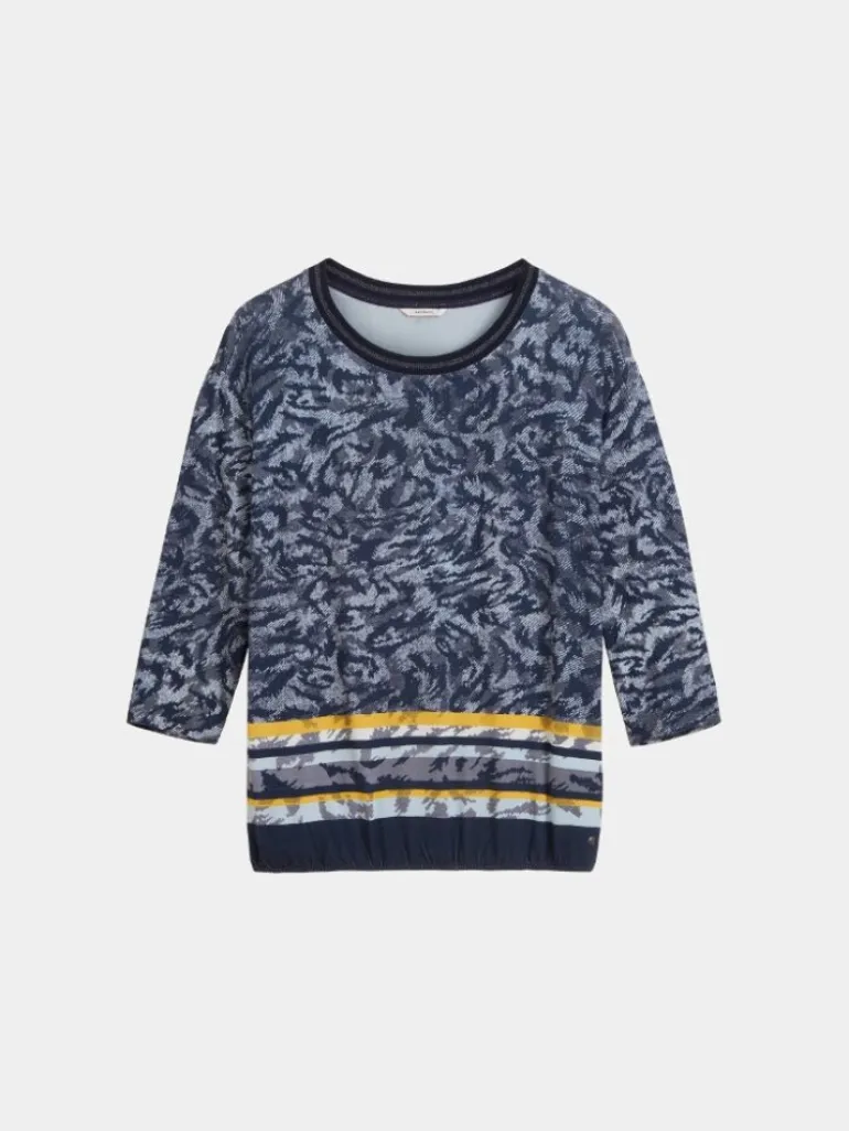 Sandwich Long Sleeve Printed Top Navy