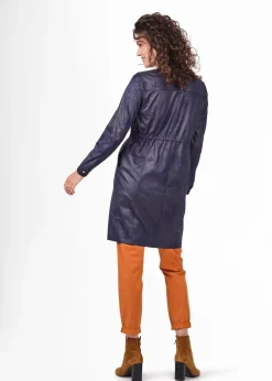 SANDWICH MIDI SUEDE DRESS/JACKET MIDNIGHT BLUE