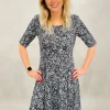 Sandwich Printed Fit and Flare Dress Blue