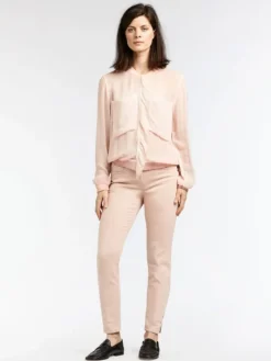 SANDWICH SKINNY DENIM TROUSERS WASHED ROSE