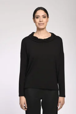 SIMCLAN BLACK SHIRT WITH OVERCUT SHOULDERS