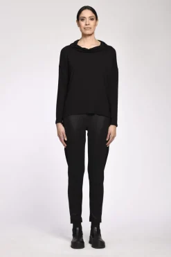SIMCLAN BLACK SHIRT WITH OVERCUT SHOULDERS