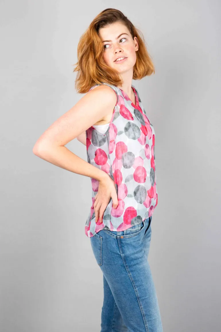 Simclan Dot Sheer Top Grey