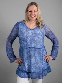 SIMCLAN LONG PRINTED TUNIC BLOUSE