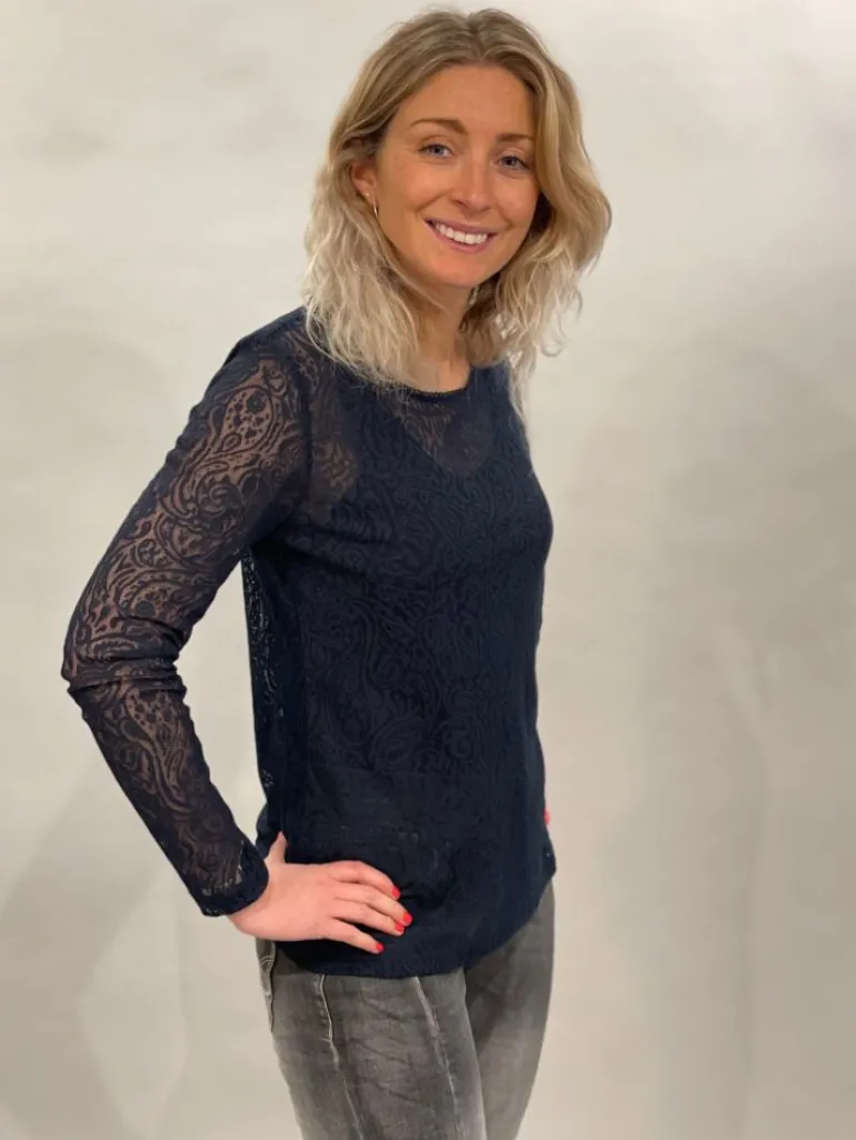 SIMCLAN LONG SLEEVE LACE TOP - 3 COLOURS
