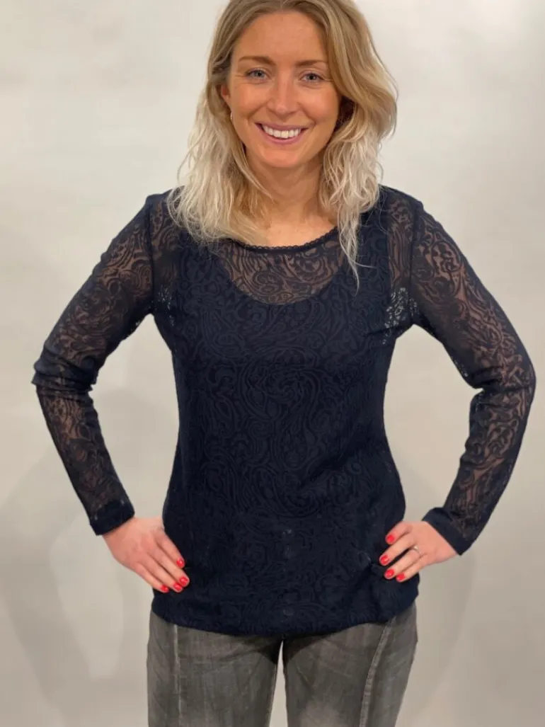 SIMCLAN LONG SLEEVE LACE TOP - 3 COLOURS