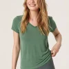 Soaked in Luxury Columbine V Neck Tee Dark Ivy