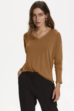 SOAKED IN LUXURY COLUMBINE V-NECK SUGAR ALMOND