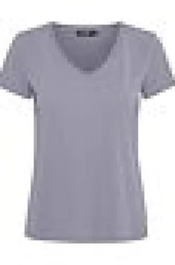 Soaked in Luxury Columbine V Neck Top Blue Granite
