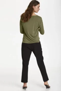 SOAKED IN LUXURY COLUMBINE V-NECK MILITARY OLIVE