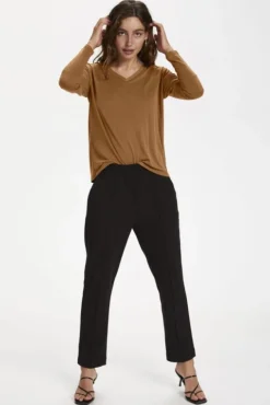 SOAKED IN LUXURY COLUMBINE V-NECK SUGAR ALMOND