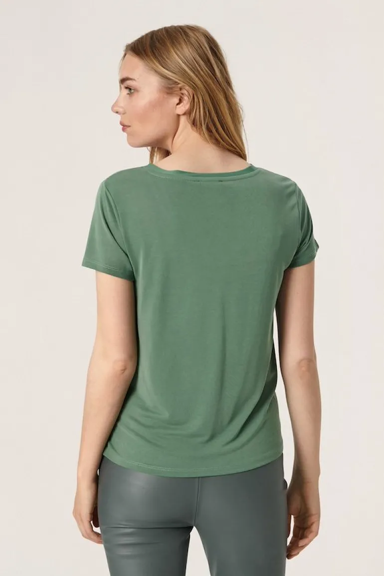 Soaked in Luxury Columbine V Neck Tee Dark Ivy