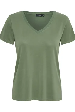 Soaked in Luxury Columbine V Neck Tee Dark Ivy