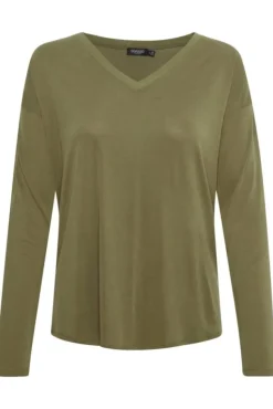 SOAKED IN LUXURY COLUMBINE V-NECK MILITARY OLIVE