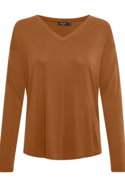 SOAKED IN LUXURY COLUMBINE V-NECK SUGAR ALMOND