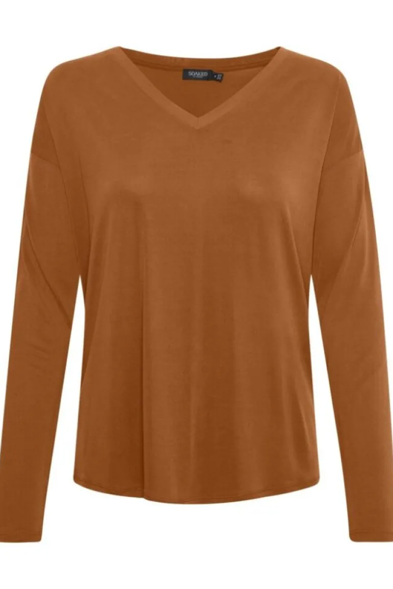 SOAKED IN LUXURY COLUMBINE V-NECK SUGAR ALMOND