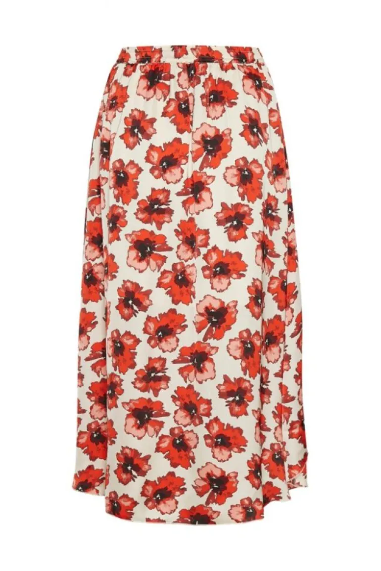 SOAKED IN LUXURY ISABETH FLORAL SKIRT ANTIQUE WHITE & ORANGE