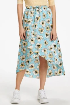 SOAKED IN LUXURY ISABETH FLORAL WRAP SKIRT ANGEL BLUE