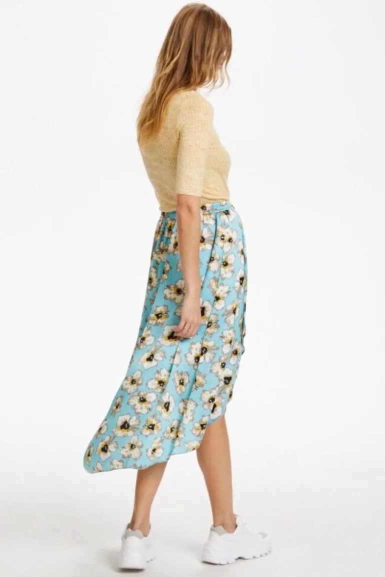 SOAKED IN LUXURY ISABETH FLORAL WRAP SKIRT ANGEL BLUE