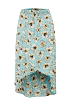 SOAKED IN LUXURY ISABETH FLORAL WRAP SKIRT ANGEL BLUE