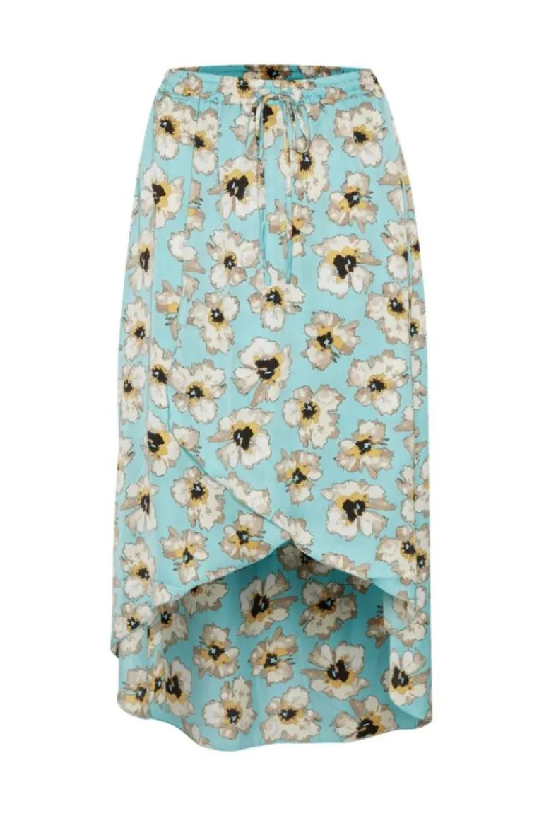 SOAKED IN LUXURY ISABETH FLORAL WRAP SKIRT ANGEL BLUE