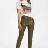 SOAKED IN LUXURY KAYLEE PLEATHER LEGGINGS MILITARY OLIVE