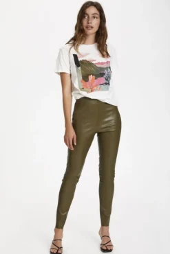 SOAKED IN LUXURY KAYLEE PLEATHER LEGGINGS MILITARY OLIVE