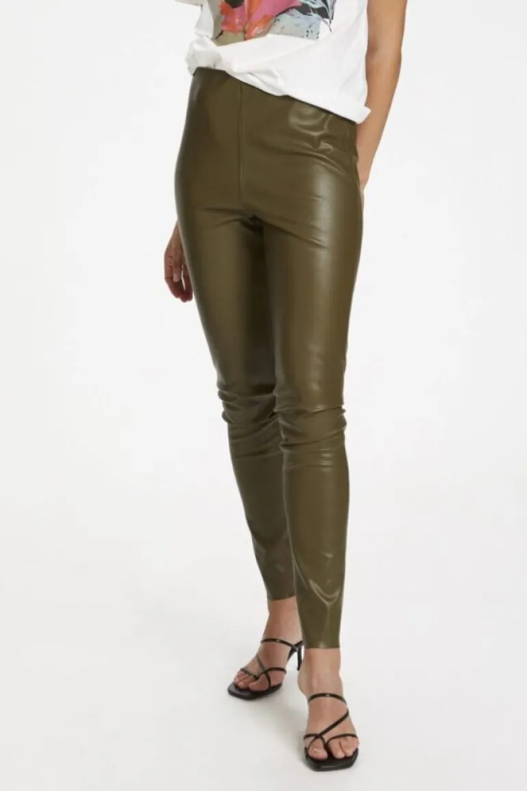 SOAKED IN LUXURY KAYLEE PLEATHER LEGGINGS MILITARY OLIVE