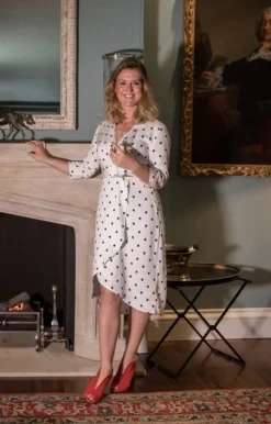SOAKED IN LUXURY KRISTY DRESS WHITE POLKA DOT