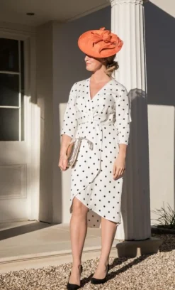 SOAKED IN LUXURY KRISTY DRESS WHITE POLKA DOT