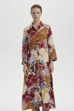 Soaked in Luxury Violetta Shirt Dress Pink Watercolour Print