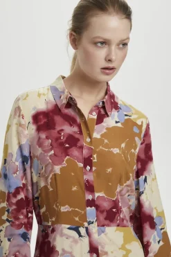Soaked in Luxury Violetta Shirt Dress Pink Watercolour Print