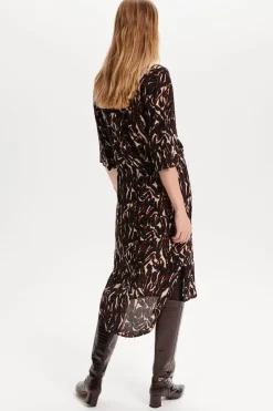 SOAKED IN LUXURY ZAYA DRESS DARK TRICOLOUR PRINT