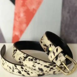 SPOTTY HAIR ON HIDE WOMEN'S BELT
