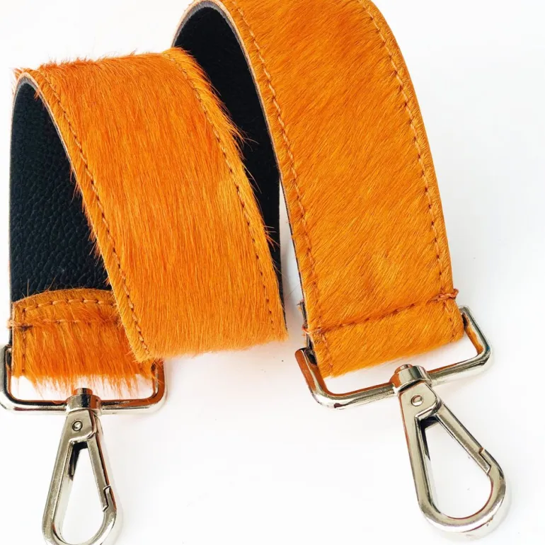 SUZY SHORT PONY SKIN SHOULDER STRAP NEON ORANGE