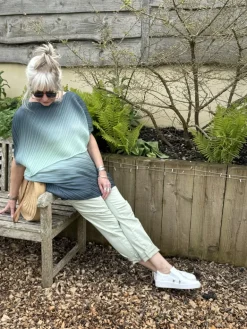Thanny Asymmetric Plissé Tunic Green Ombre