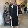 Thanny Plissé Duster Coat Black/Beige