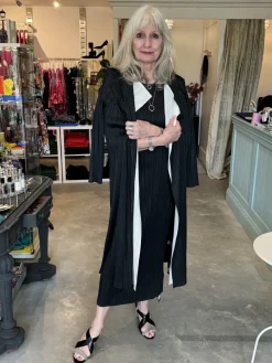 Thanny Plissé Duster Coat Black/Beige