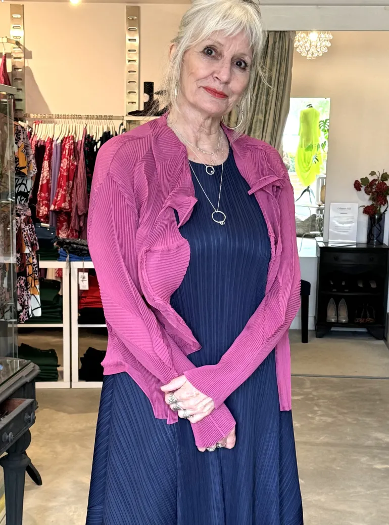 Thanny Short Plissé Jacket Fuchsia